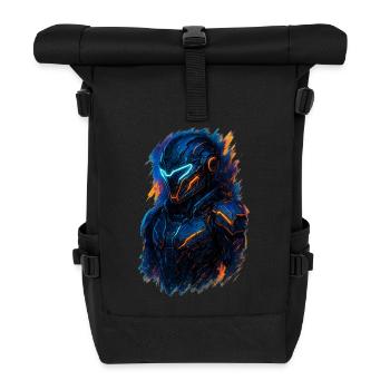 futuristic art of a warrior - Roll Top Backpack - black - Front