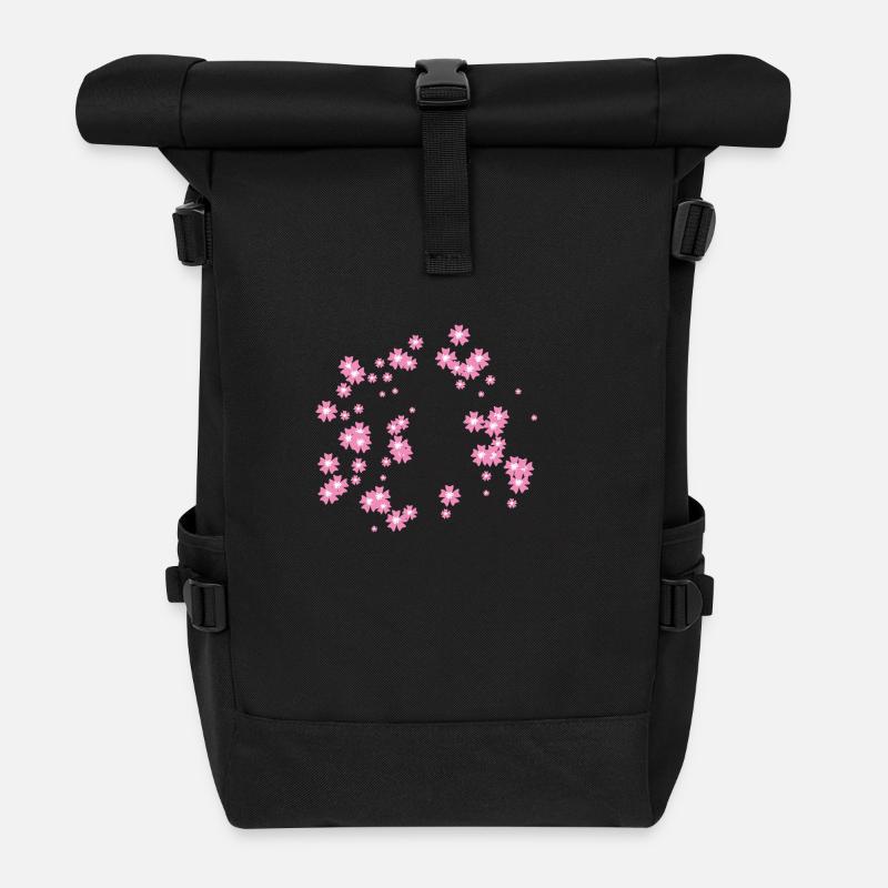 Cherry blossoms - Roll Top Backpack - black