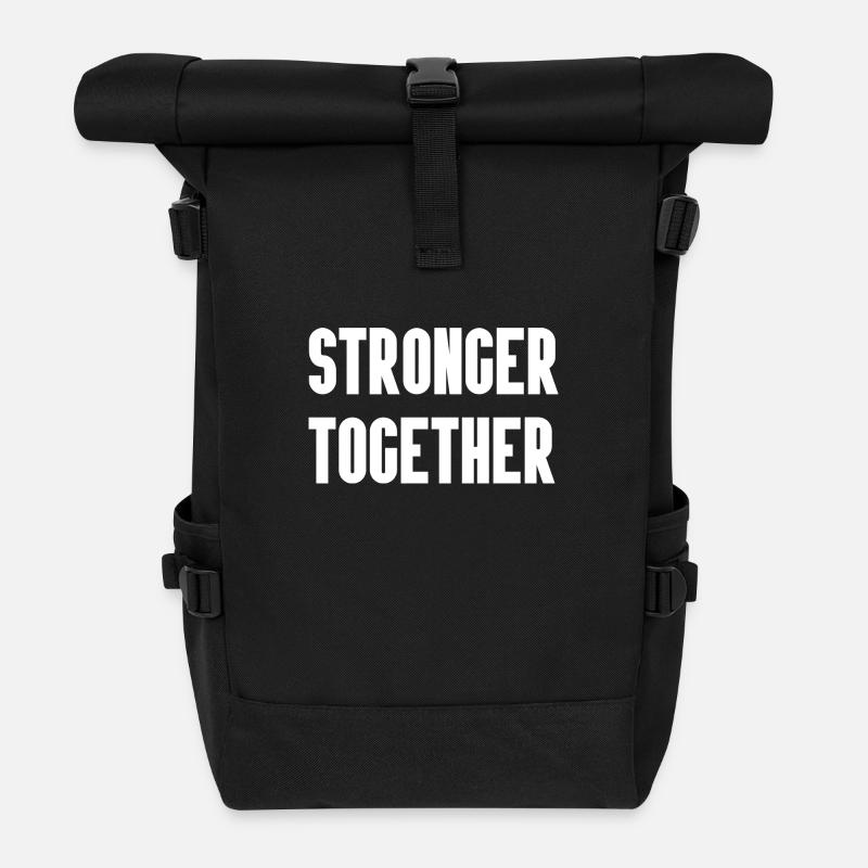 Stronger Together - Roll Top Backpack - black