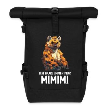 Hyäne Wild Afrika Wildnis Ich höre immer Mimimi - Rolltop Rucksack - Schwarz - Vorne