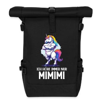 Einhorn Unicorn Magisch Ich höre immer nur Mimimi - Rolltop Rucksack - Schwarz - Vorne