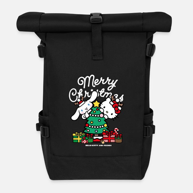 Hello Kitty Und Cinnamoroll Weihnachts Design - Rolltop Rucksack - Schwarz