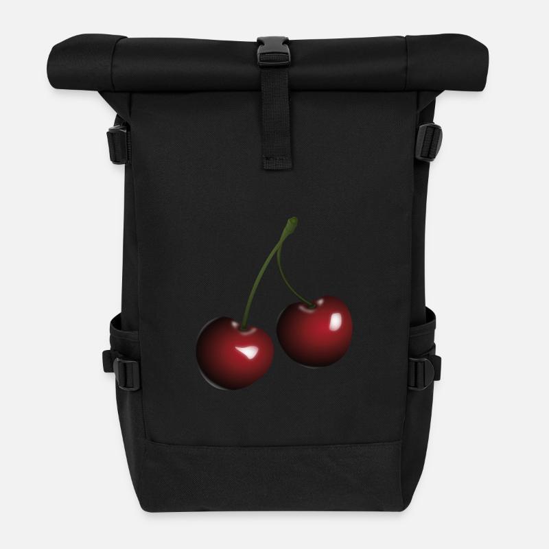 Kirschen - Rolltop Rucksack - Schwarz