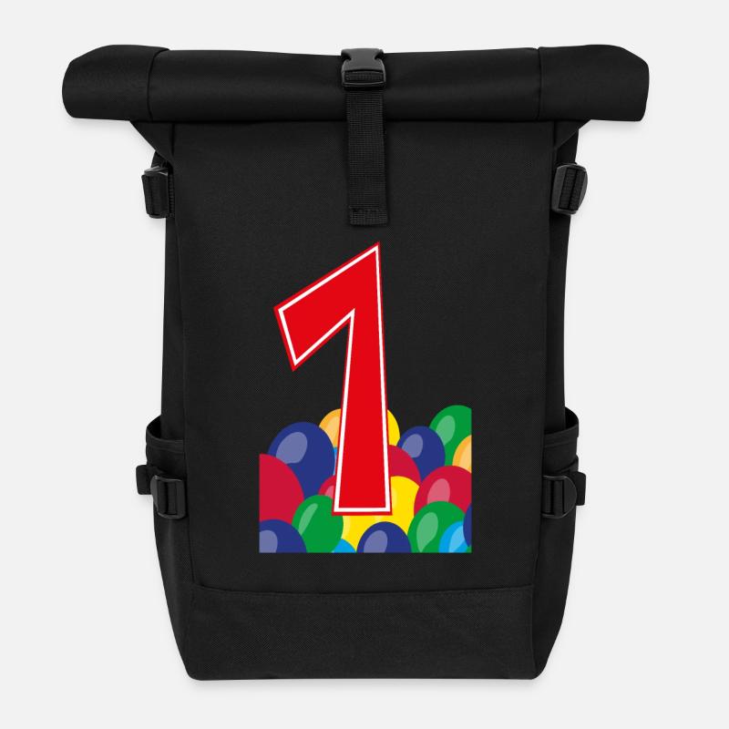 1 / Coole eins mit Luftballons zum Geburtstag. - Rolltop Rucksack - Schwarz