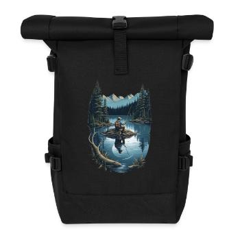 Motto Shirt - Men's Hobby - Fishing - Roll Top Backpack - black - Front
