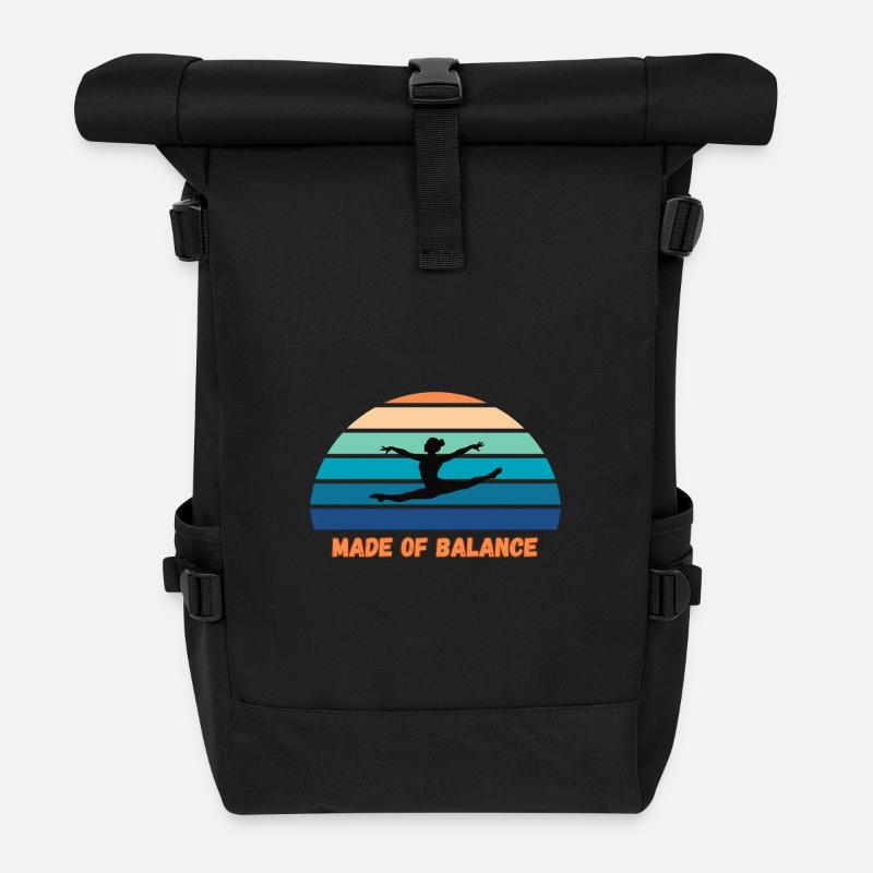 Made of Balance – Minimal Statement - Roll Top Backpack - black
