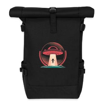 UFO abduction in midnight scene - Roll Top Backpack - black - Front