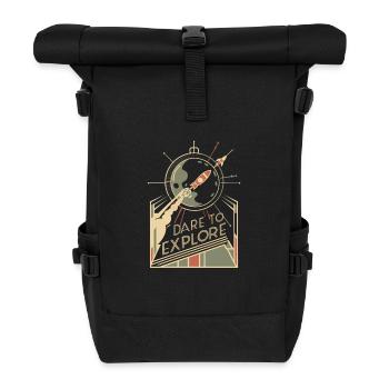 Wage Dich Ins Unbekannte Zu Erforschen - Rolltop Rucksack - Schwarz - Vorne