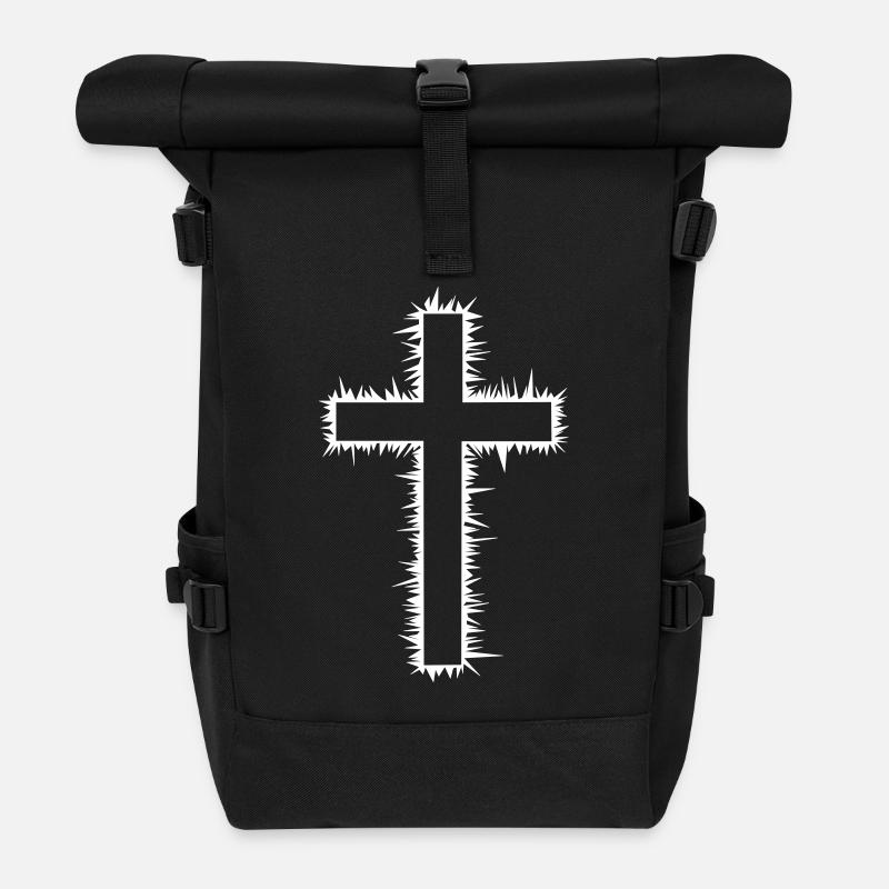 Croix chrétienne - Sac à dos roll top - noir