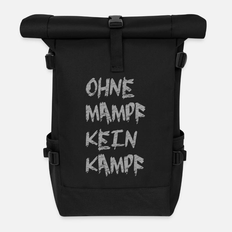 ohne Mampf kein Kampf - Rolltop Rucksack - Schwarz