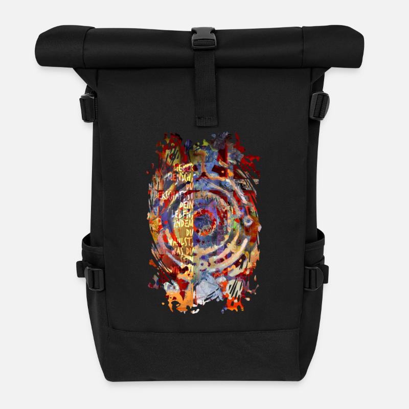 DU WÄHLST / Abstrakte Kunst - Rolltop Rucksack - Schwarz