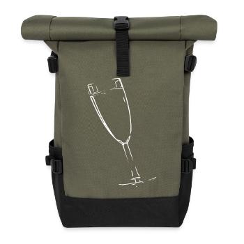 Abstract glass / line / white / pattern - Roll Top Backpack - olive/black - Front