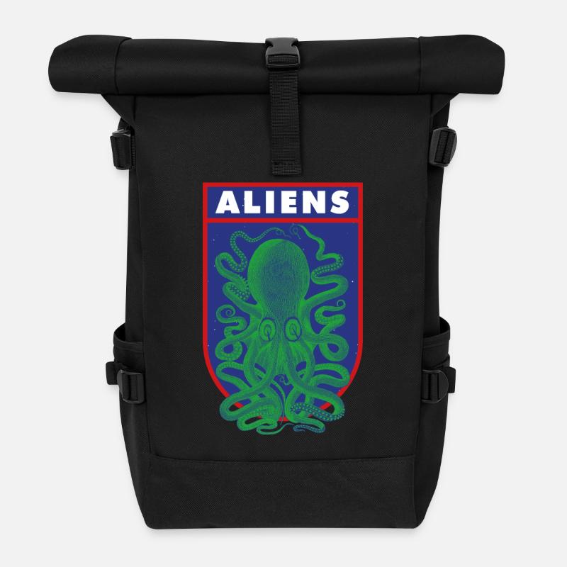Octopus Aliens - Roll Top Backpack - black