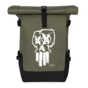 Skull tag - Rolltop Rucksack - Olive/Schwarz - Vorne