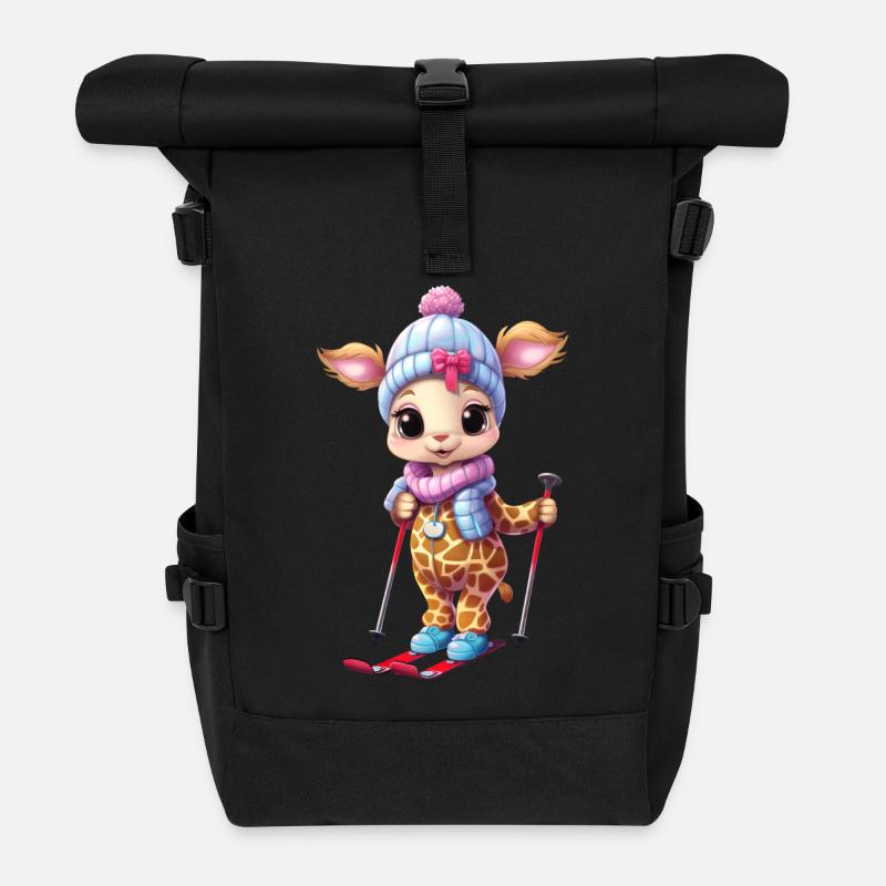 Girafe de ski - Funny Comic Design - Sac à dos roll top - noir
