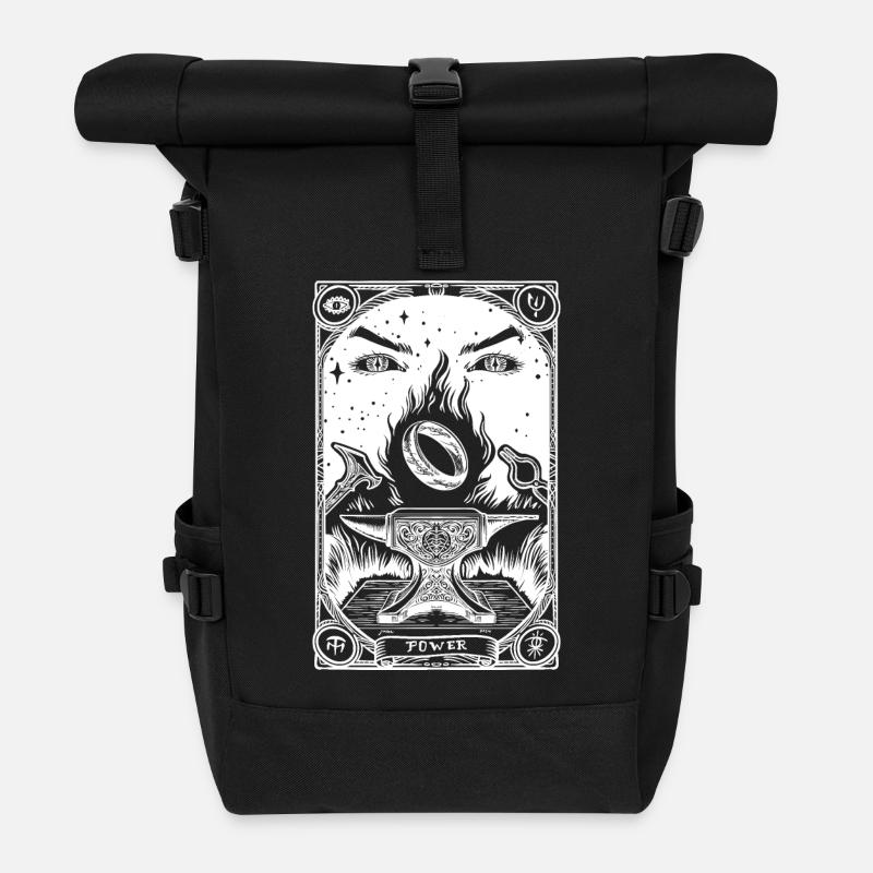 One ring tarot white - Roll Top Backpack - black