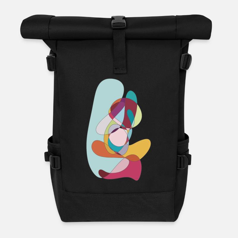 Paint Swirl Abstract - Roll Top Backpack - black