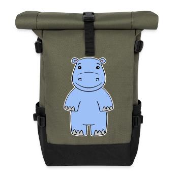 Hippopotamus - Roll Top Backpack - olive/black - Front