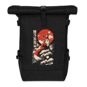 Fuchs Kitsune Japan - Rolltop Rucksack - Schwarz - Vorne
