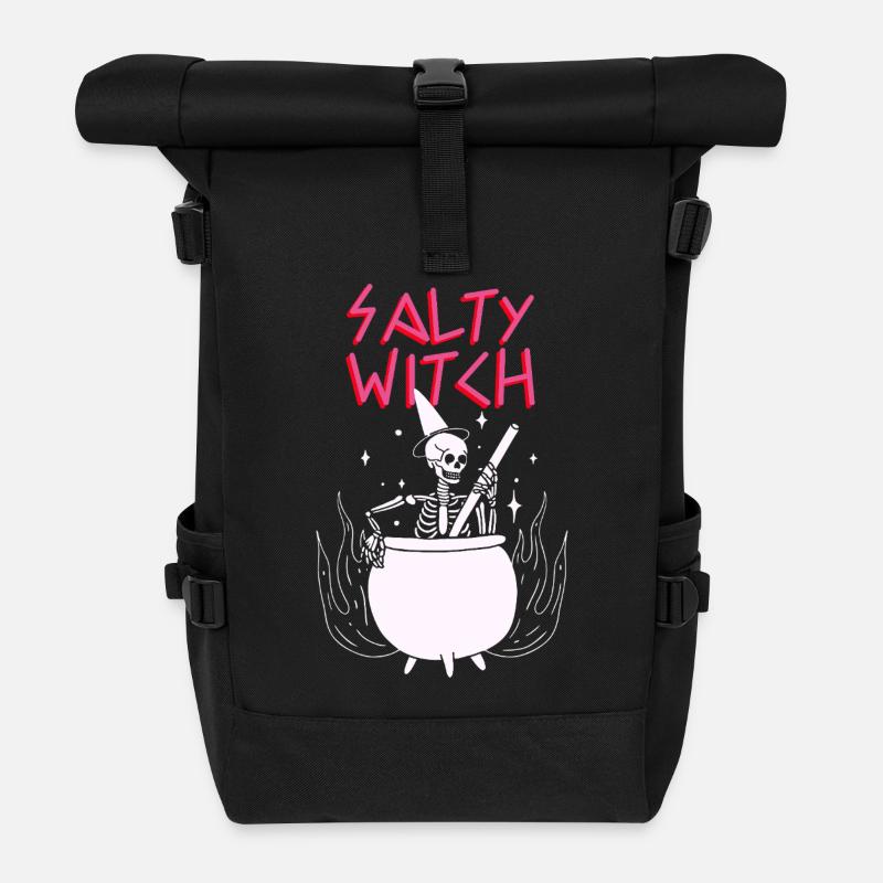 Halloween Shirt Sekelton Witchcraft Salty Witch - Rolltop Rucksack - Schwarz
