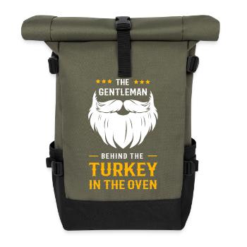 Thanksgiving Gender Reveal Mom-to-be - Roll Top Backpack - olive/black - Front