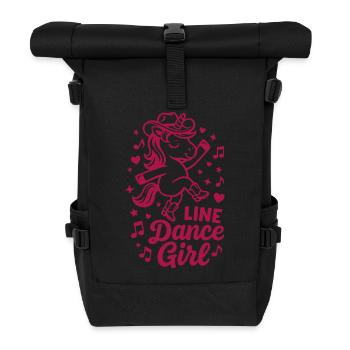 Fille de danse en ligne - Danse avec le cœur - Licorne de la musique - Sac à dos roll top - noir - Devant