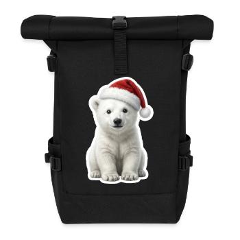 Kleiner Eisbaer mit Nikolausmuetze - Roll Top Backpack - black - Front