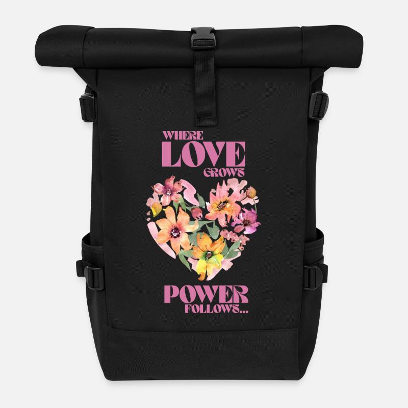 Where Love Grows, Love Follows - Rolltop Rucksack - Schwarz