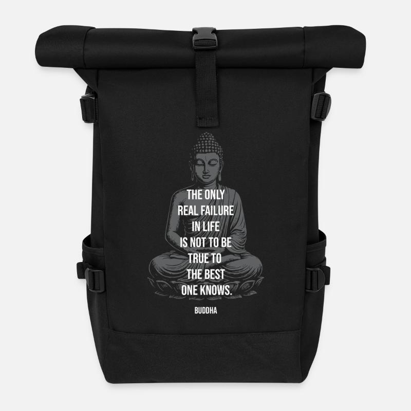 Sagesse du Bouddha : Fidèle à votre meilleur moi - Sac à dos roll top - noir
