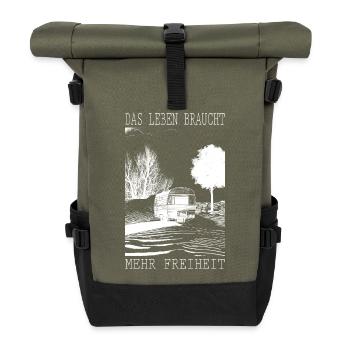 Leben braucht Freiheit Camping - Rolltop Rucksack - Olive/Schwarz - Vorne