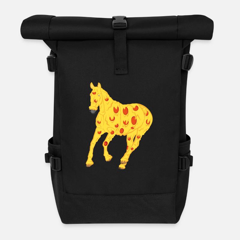 cheval Pizza - Sac à dos roll top - noir