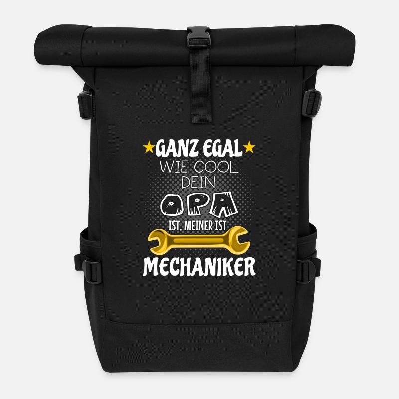 Mein Opa ist Mechaniker - Rolltop Rucksack - Schwarz