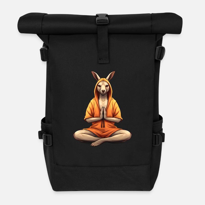 Kängurus Yoga - Rolltop Rucksack - Schwarz