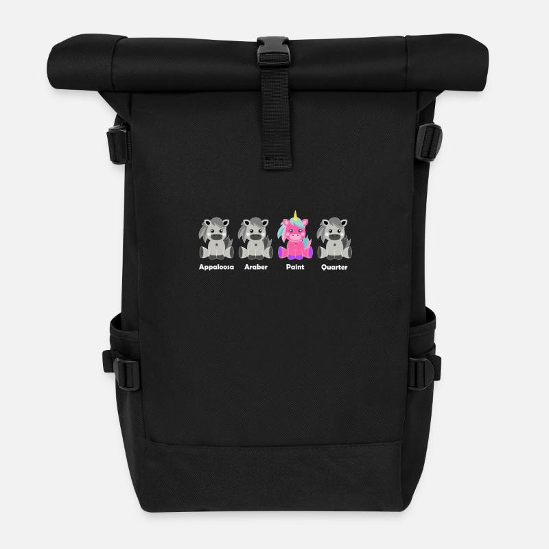 Paint Horse Unicorn Shirt - Roll Top Backpack - black