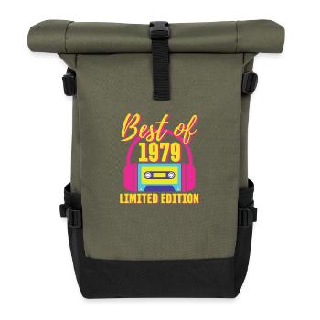 44th Birthday Best of 1979 Cassette Tape Retro 80s - Roll Top Backpack - olive/black - Front