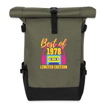 45th Birthday Best of 1978 Cassette Tape Retro 80s - Roll Top Backpack - olive/black - Front
