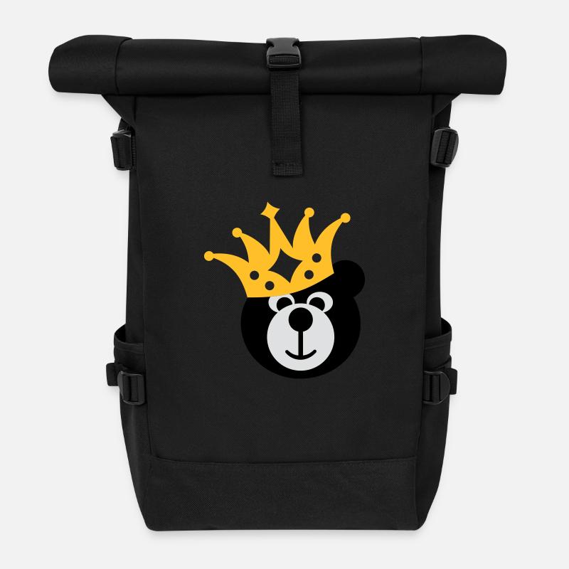 BÄR mit KRONE - Rolltop Rucksack - Schwarz