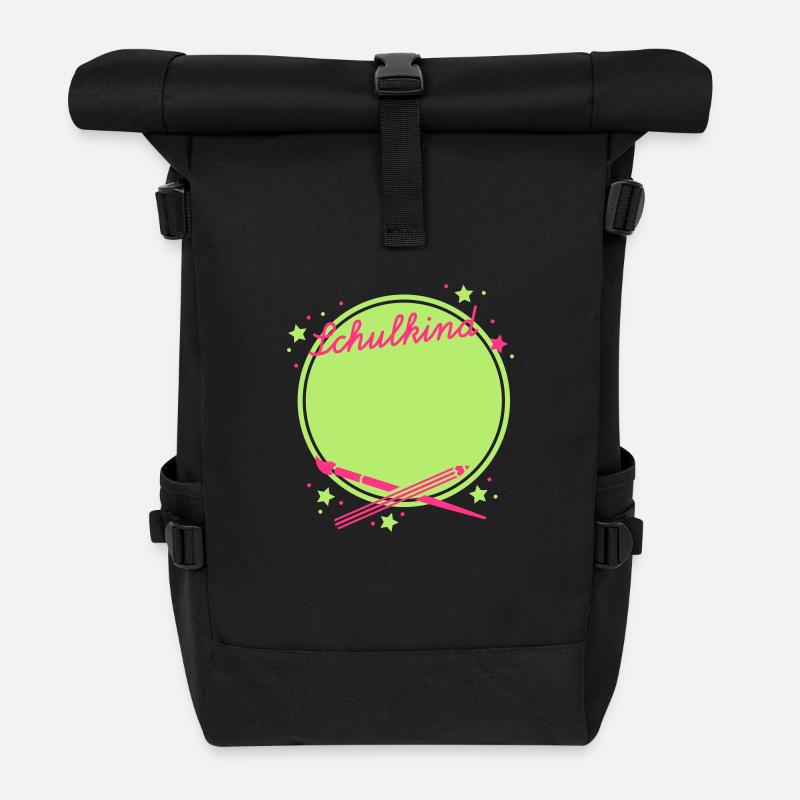 Schoolgirl circle - Roll Top Backpack - black