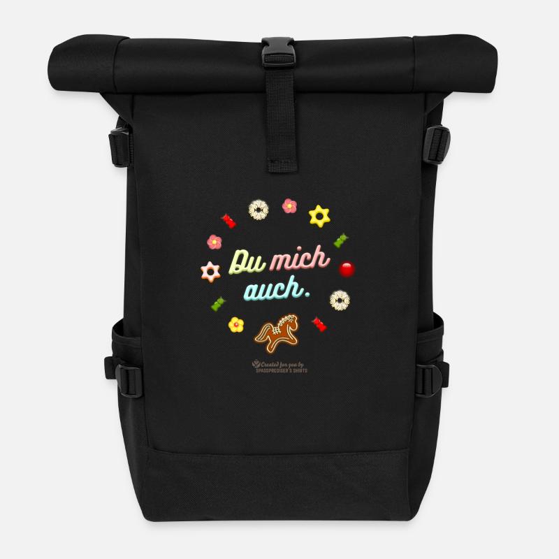 Du mich auch - Rolltop Rucksack - Schwarz