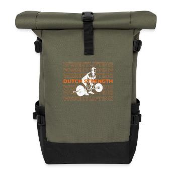 Dutch Strength Gewichtheben - Rolltop Rucksack - Olive/Schwarz - Vorne