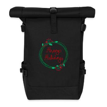 Joyeuses fêtes Couronne de guirlande de Noël - Sac à dos roll top - noir - Devant