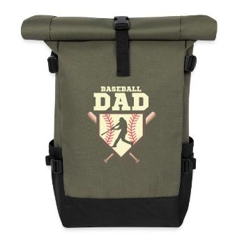 Baseball Dad Sport Fan Father - Roll Top Backpack - olive/black - Front