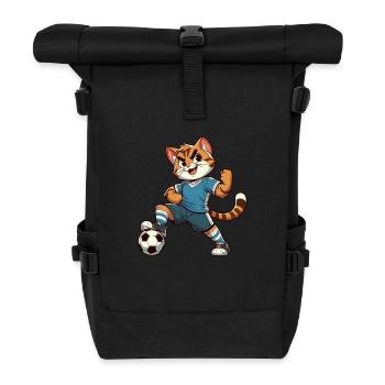 Cat Brat: footballer - Roll Top Backpack - black - Front