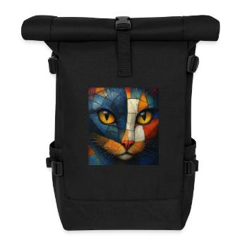 Cubist Cat - Roll Top Backpack - black - Front