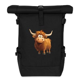 Highland cattle - Roll Top Backpack - black - Front