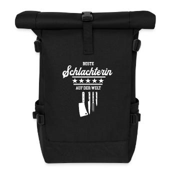 Beste Schlachterin Schlachterei Meisterin Azubi - Rolltop Rucksack - Schwarz - Vorne
