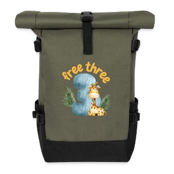 Free Three Giraffe Safari - Rolltop Rucksack - Olive/Schwarz - Vorne