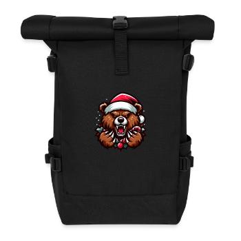 Weihnachten Grizzly Bär - Rolltop Rucksack - Schwarz - Vorne