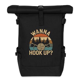 Garn und Humor vereint - Rolltop Rucksack - Schwarz - Vorne