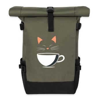 Café Kitty - Roll Top Backpack - olive/black - Front